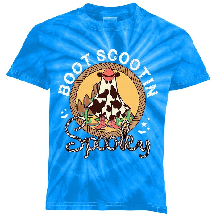 Boot Scootin Spooky Western Halloween Ghost Spooky Season Kids Tie-Dye T-Shirt