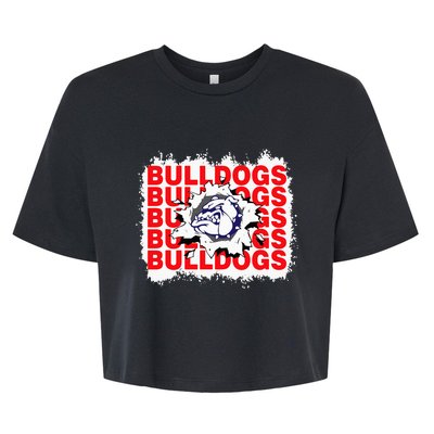 Bulldogs School Sports Fan Team Spirit Bella+Canvas Jersey Crop Tee