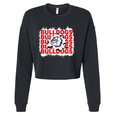 Bulldogs School Sports Fan Team Spirit Cropped Pullover Crew