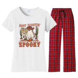 Boot Scootin Spooky Western Halloween Ghost Spooky Season Women's Flannel Pajama Set