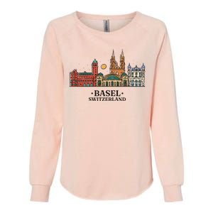 Basel Switzerland Skyline Womens California Wash Sweatshirt