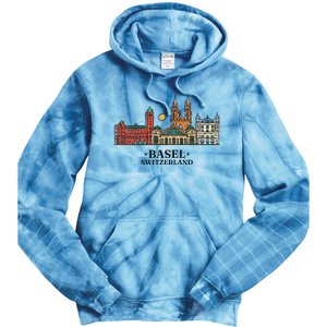 Basel Switzerland Skyline Tie Dye Hoodie