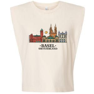 Basel Switzerland Skyline Garment-Dyed Women's Muscle Tee