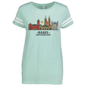 Basel Switzerland Skyline Enza Ladies Jersey Football T-Shirt