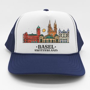 Basel Switzerland Skyline Trucker Hat