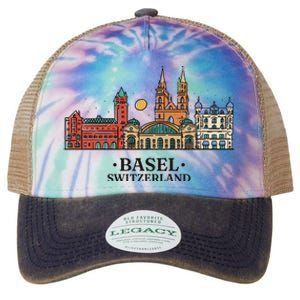 Basel Switzerland Skyline Legacy Tie Dye Trucker Hat