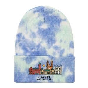 Basel Switzerland Skyline Tie Dye 12in Knit Beanie