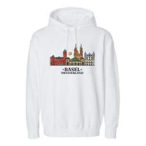 Basel Switzerland Skyline Garment-Dyed Fleece Hoodie