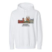 Basel Switzerland Skyline Garment-Dyed Fleece Hoodie