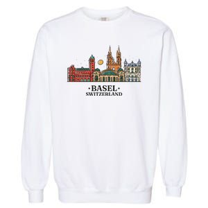 Basel Switzerland Skyline Garment-Dyed Sweatshirt