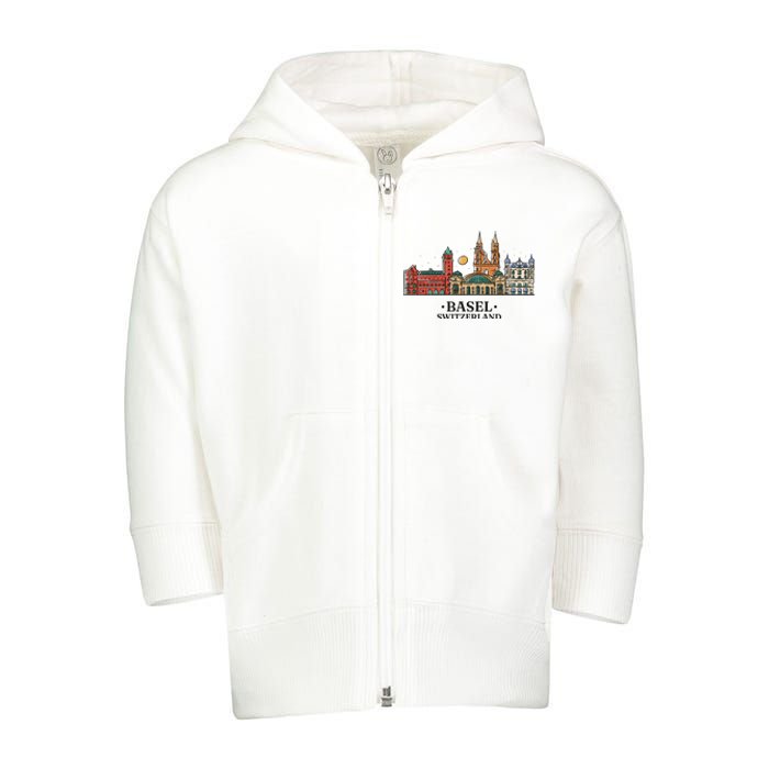 Basel Switzerland Skyline Toddler Zip Fleece Hoodie