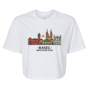 Basel Switzerland Skyline Bella+Canvas Jersey Crop Tee