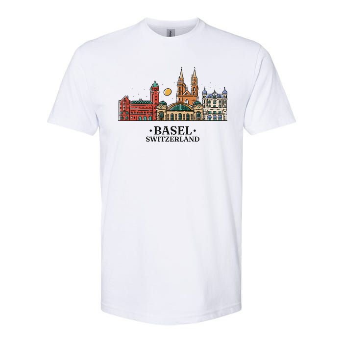 Basel Switzerland Skyline Softstyle CVC T-Shirt