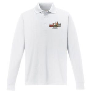 Basel Switzerland Skyline Performance Long Sleeve Polo