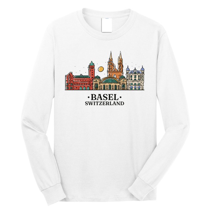 Basel Switzerland Skyline Long Sleeve Shirt