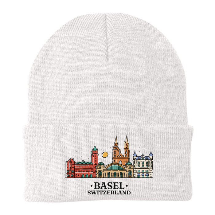 Basel Switzerland Skyline Knit Cap Winter Beanie