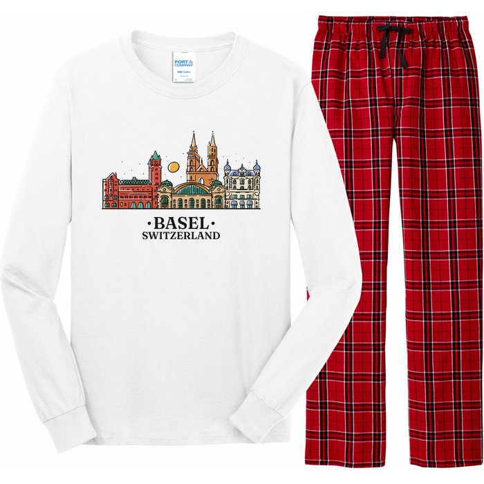 Basel Switzerland Skyline Long Sleeve Pajama Set