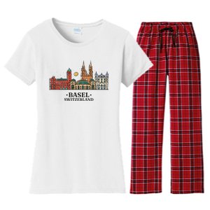 Basel Switzerland Skyline Women's Flannel Pajama Set