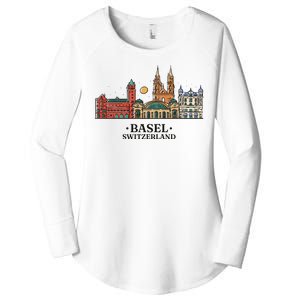 Basel Switzerland Skyline Women's Perfect Tri Tunic Long Sleeve Shirt