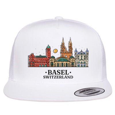 Basel Switzerland Skyline Flatbill Hat