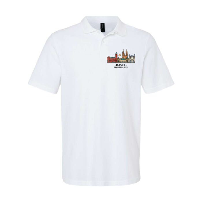 Basel Switzerland Skyline Softstyle Adult Sport Polo