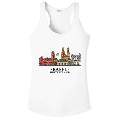 Basel Switzerland Skyline Ladies PosiCharge Competitor Racerback Tank