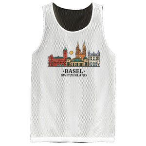 Basel Switzerland Skyline Mesh Reversible Basketball Jersey Tank