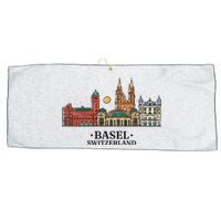 Basel Switzerland Skyline Large Microfiber Waffle Golf Towel