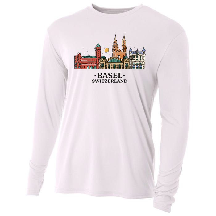 Basel Switzerland Skyline Cooling Performance Long Sleeve Crew