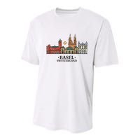 Basel Switzerland Skyline Youth Performance Sprint T-Shirt