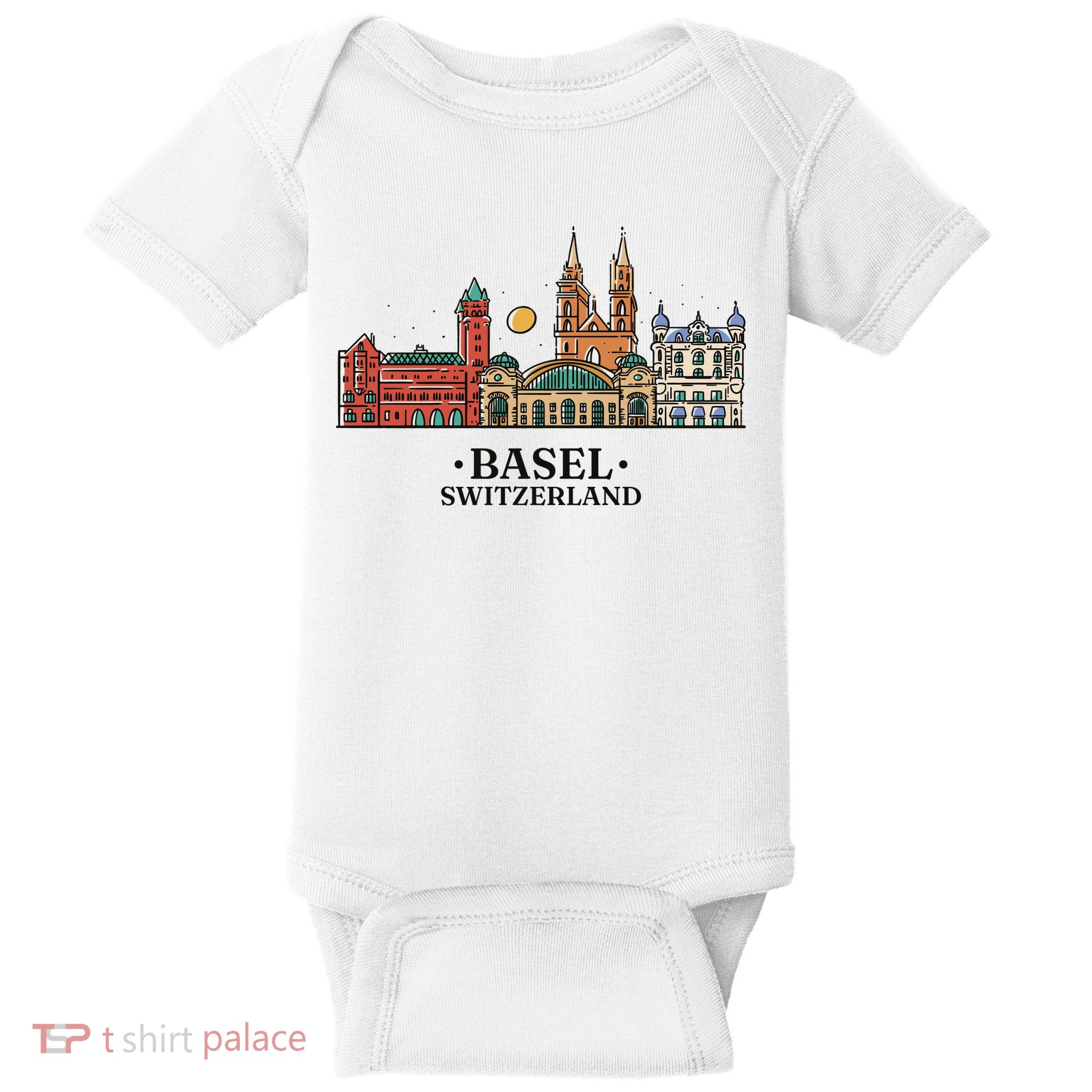 Basel Switzerland Skyline Baby Bodysuit