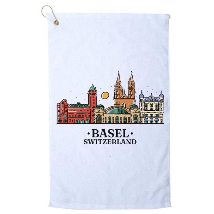 Basel Switzerland Skyline Platinum Collection Golf Towel