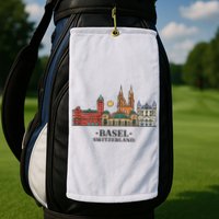 Basel Switzerland Skyline Golf Towel