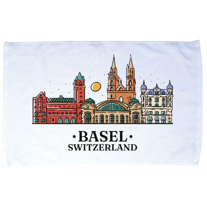 Basel Switzerland Skyline Microfiber Hand Towel