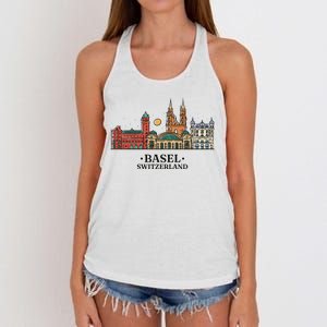 Basel Switzerland Skyline Women's Knotted Racerback Tank