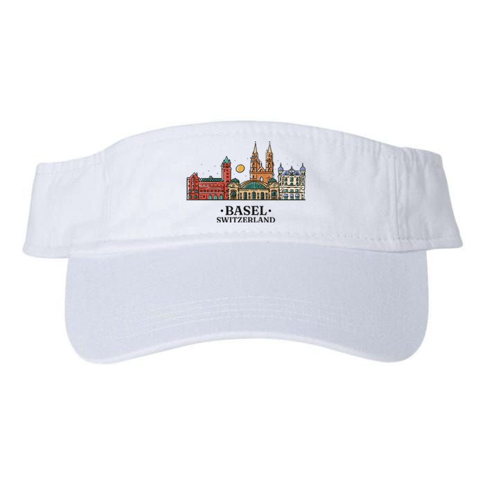 Basel Switzerland Skyline Valucap Bio-Washed Visor