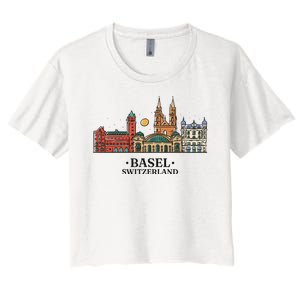 Basel Switzerland Skyline Women's Crop Top Tee