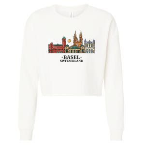 Basel Switzerland Skyline Cropped Pullover Crew