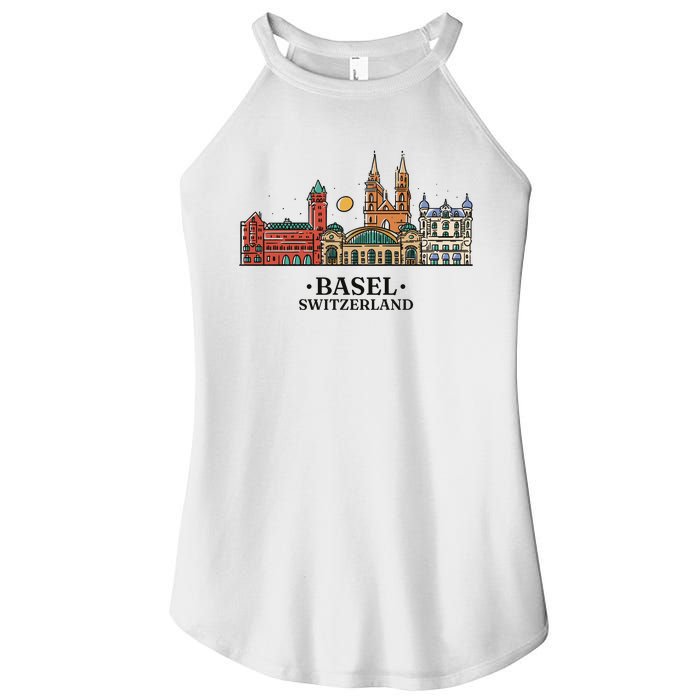 Basel Switzerland Skyline Women's Perfect Tri Rocker Tank