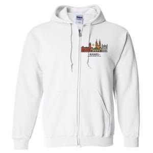 Basel Switzerland Skyline Full Zip Hoodie