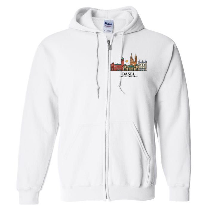 Basel Switzerland Skyline Full Zip Hoodie