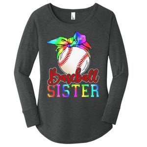 Baseball Sister Shirt Leopard Heart Mothers Day Girls  Women's Perfect Tri Tunic Long Sleeve Shirt