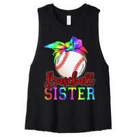 Baseball Sister Shirt Leopard Heart Mothers Day Girls  Women's Racerback Cropped Tank