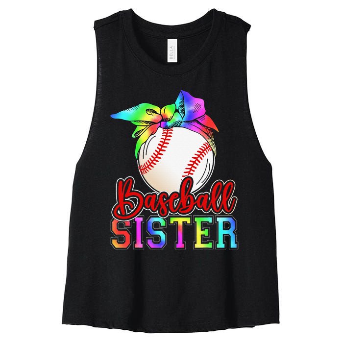 Baseball Sister Shirt Leopard Heart Mothers Day Girls  Women's Racerback Cropped Tank