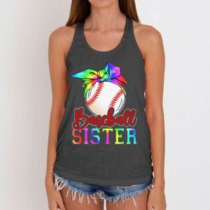 Baseball Sister Shirt Leopard Heart Mothers Day Girls  Women's Knotted Racerback Tank