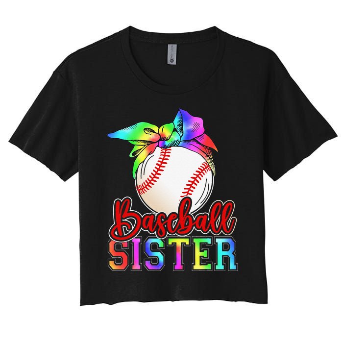 Baseball Sister Shirt Leopard Heart Mothers Day Girls  Women's Crop Top Tee