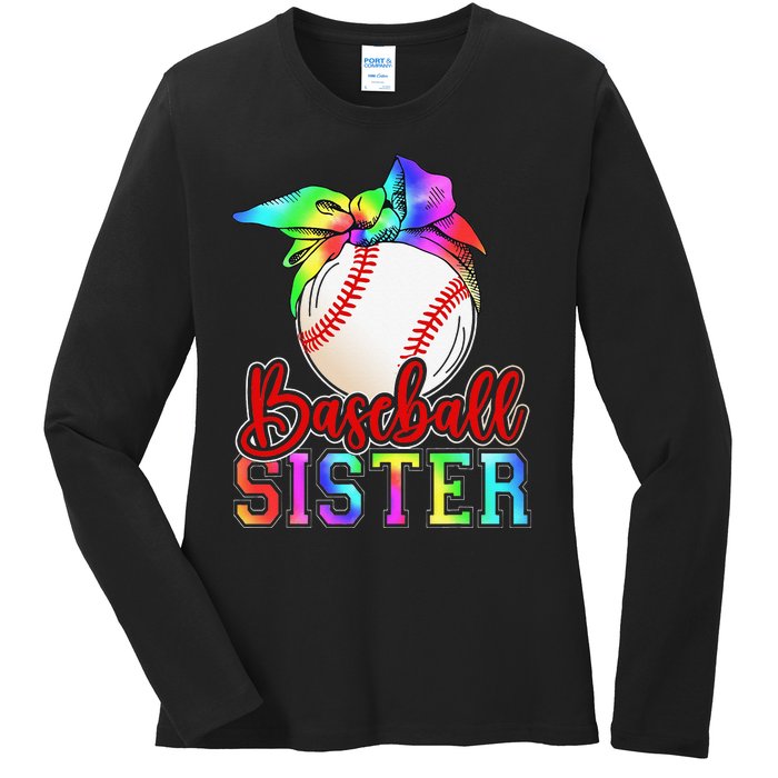 Baseball Sister Shirt Leopard Heart Mothers Day Girls  Ladies Long Sleeve Shirt