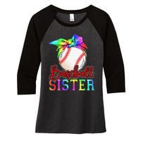 Baseball Sister Shirt Leopard Heart Mothers Day Girls  Women's Tri-Blend 3/4-Sleeve Raglan Shirt