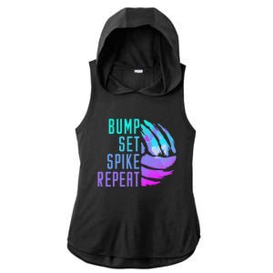 Bump Set Spike Repeat Volleyball Lover Athlete Sports Funny Gift Ladies PosiCharge Tri-Blend Wicking Draft Hoodie Tank