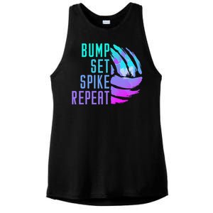 Bump Set Spike Repeat Volleyball Lover Athlete Sports Funny Gift Ladies PosiCharge Tri-Blend Wicking Tank